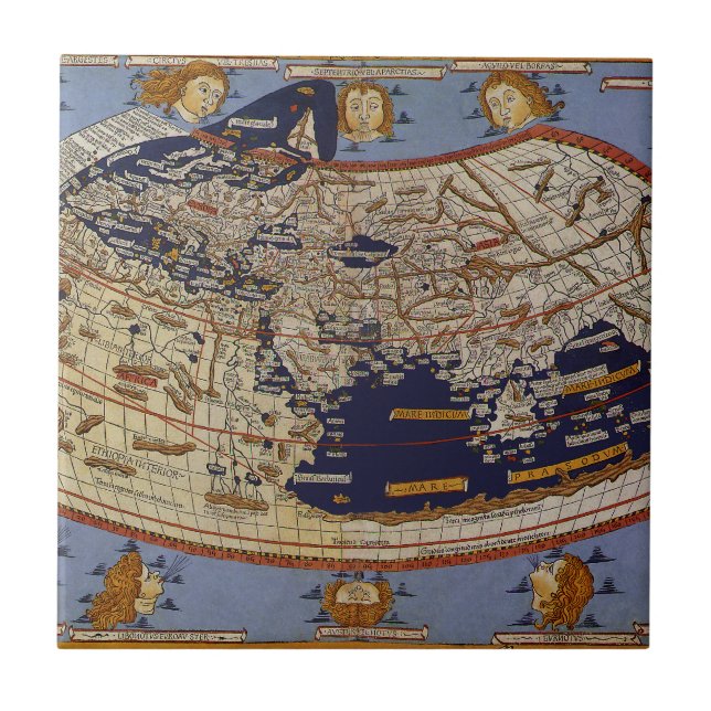 Carreau Carte du monde antique ptolemaique, Johannes d'Arn (Devant)