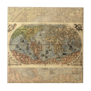 Carreau Carte du monde Atlas historique Vintage