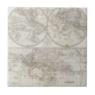 Carreau Carte du monde dans deux hémisphères