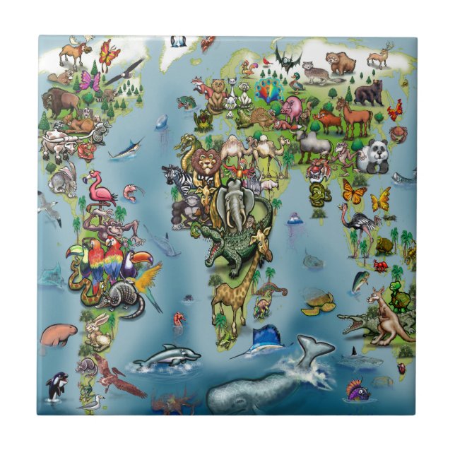 Carreau Carte du monde des animaux (Devant)