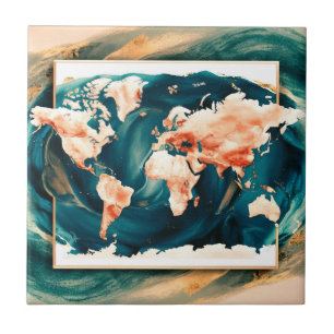 Carreau Carte du monde en tuile