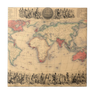 Carreau Carte du monde montrant l'Empire Britannique