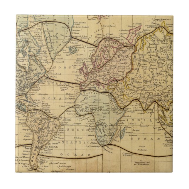 Carreau Carte du monde sur la projection de Mercators (Devant)