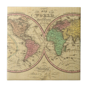 Carreau Carte du monde sur la projection globulaire