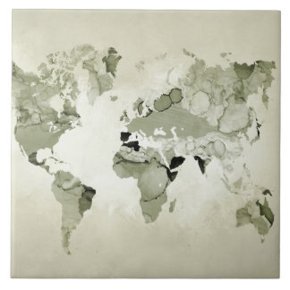 Carreau Carte du monde vert clair 123