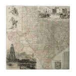Carreau Carte du Texas aux frontières du comté<br><div class="desc">Cette carte extraordinaire de l'état du Texas montre comment les lignes du comté ont été dessinées. Il contient également des rendus de l'Alamo,  un derrick à l'huile,  et des cowboys sur les chevaux. Montrez un peu d'amour à Lone Star State en achetant cette impression!</div>