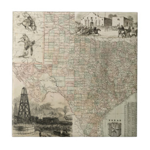 Carreau Carte du Texas avec des frontières du comté