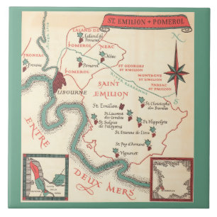 Carreau Carte en céramique du vin de Bordeaux St. Emilion
