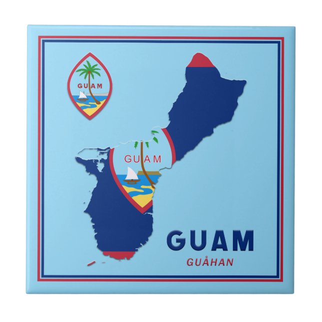 Carreau Carte et sceau du drapeau de Guam (Devant)