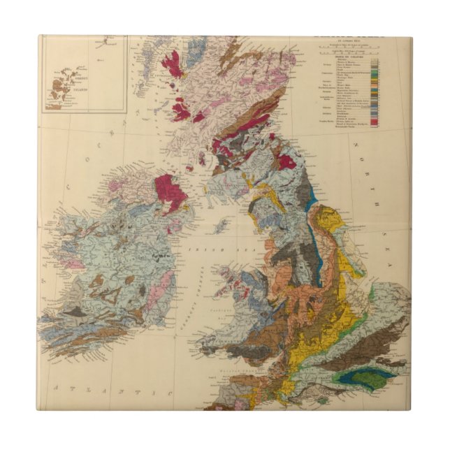 Carreau Carte géologique, îles britanniques (Devant)