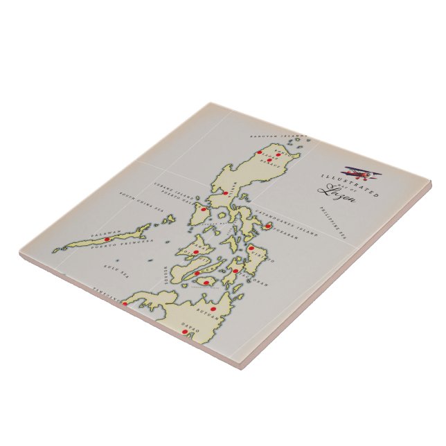 Carreau Carte illustrée de Luçon carte des Philippines (Côté)