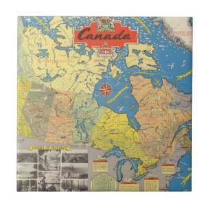 Carreau Carte imagée du Canada - points de repère