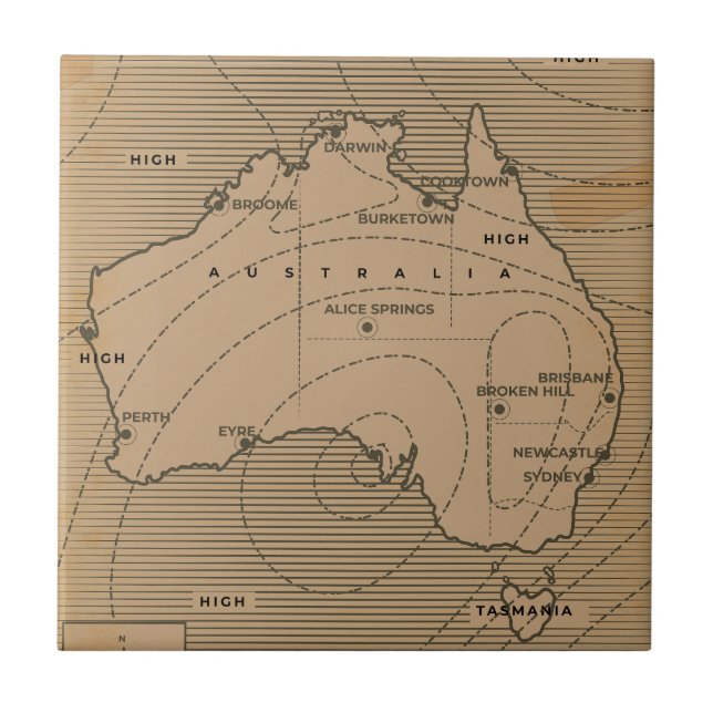 Carreau Carte météo vintage de l'Australie (Devant)