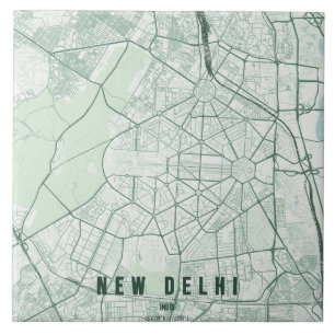Carreau Carte minimale de la ville de New Delhi Inde