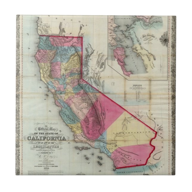 Carreau Carte officielle de l'état de la Californie (Devant)