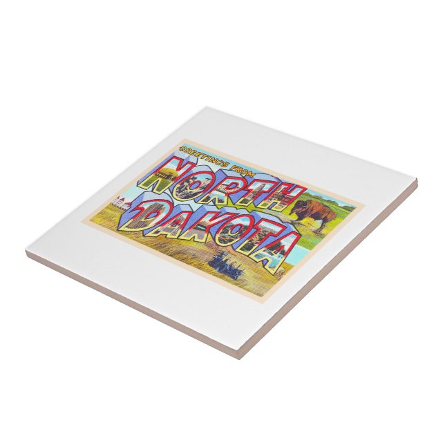 Carreau Carte postale État du Dakota du Nord ND aux grande (Côté)