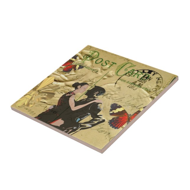 Carreau Carte postale Paris Tango vintage (Côté)