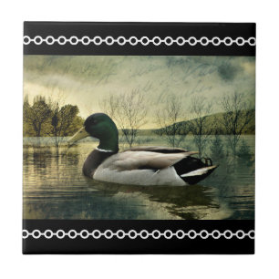 Carreau Carte postale Patinée vintage Mallard Duck