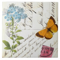 Carte postale vintage et florale...carrelage