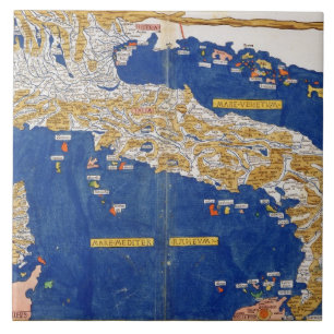 Carreau Carte Ptolemaic de l'Italie, 1482 (litho coloré)