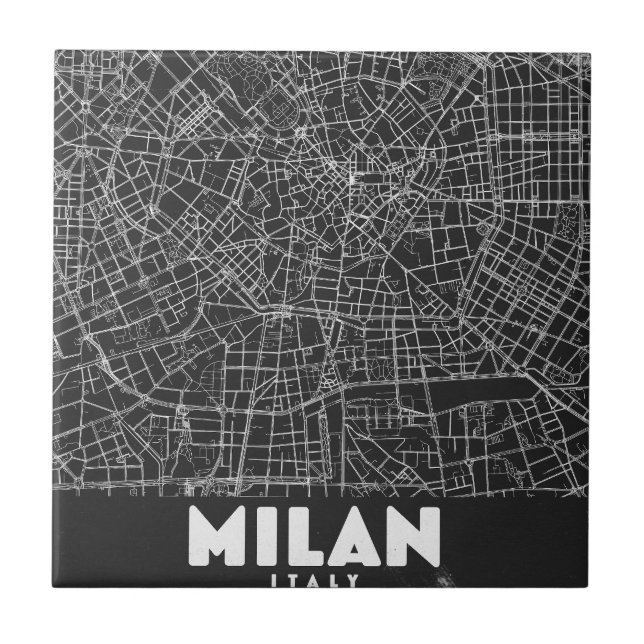 Carreau Carte Rétro de Milan Italie (Devant)
