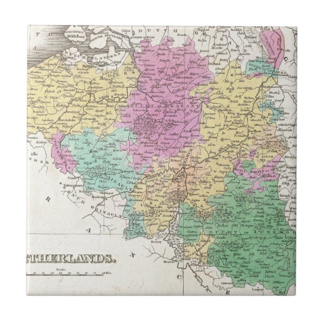 Carreau Carte vintage de la Belgique (1827) (Devant)