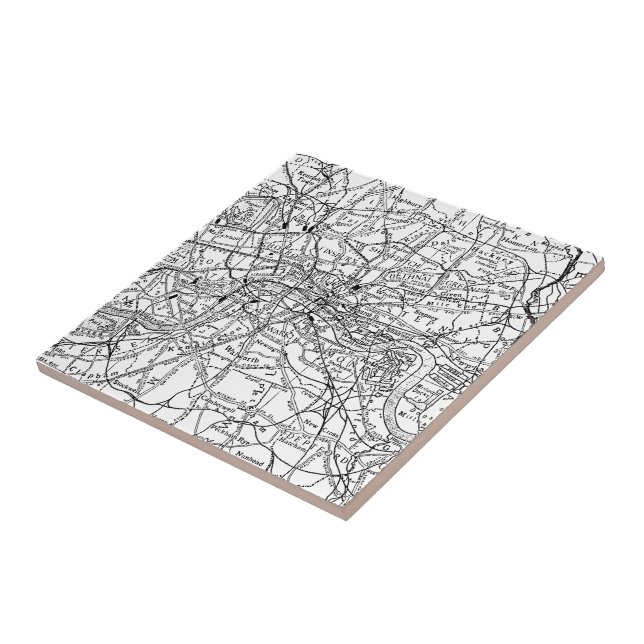 Carreau Carte vintage de Londres Angleterre (1911) (Côté)