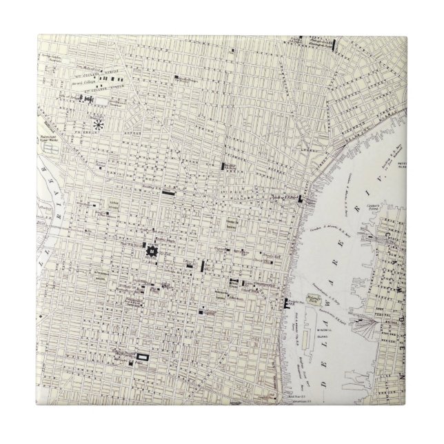 Carreau Carte vintage de Philadelphie (1885) (Devant)