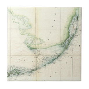 Carreau Carte vintage des clés de la Floride (1859)