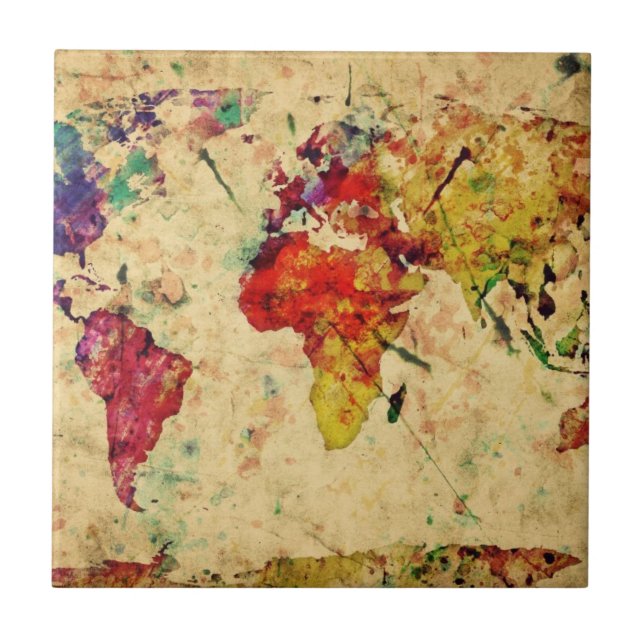 Carreau Carte vintage du monde (Devant)