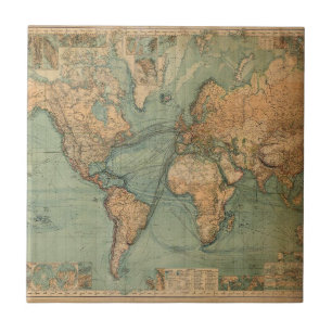 Carreau Carte vintage du monde antique