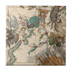 Carreau Carte vintage du Pôle du sud