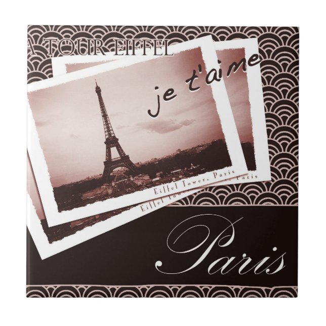 Carreau Cartes postales Paris Vintage Design Tile (Devant)