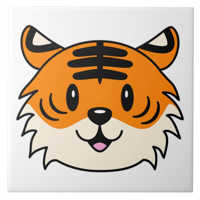 Carreau Carton doux et souriant tigre (Devant)
