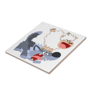 Carreau Cartoon Mignonne Jouer Mouton et Carrelage Wolf