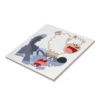 Carreau Cartoon Mignonne Jouer Mouton et Carrelage Wolf