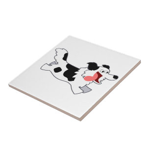 Carreau Cartouche Collie de bordure de dessin mignonne
