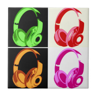 Carreau Casque de quatre couleurs Pop Art Tête Téléphone