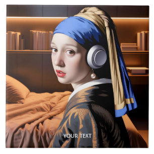 Carreau Casques de perle d'Imaginaire mignonne fille