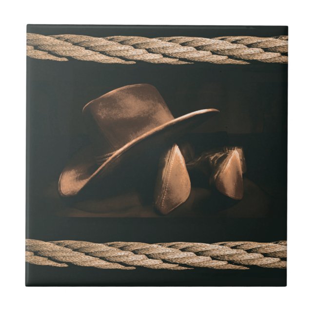Carreau Casquette de cowboy, bottes et style occidental de (Devant)