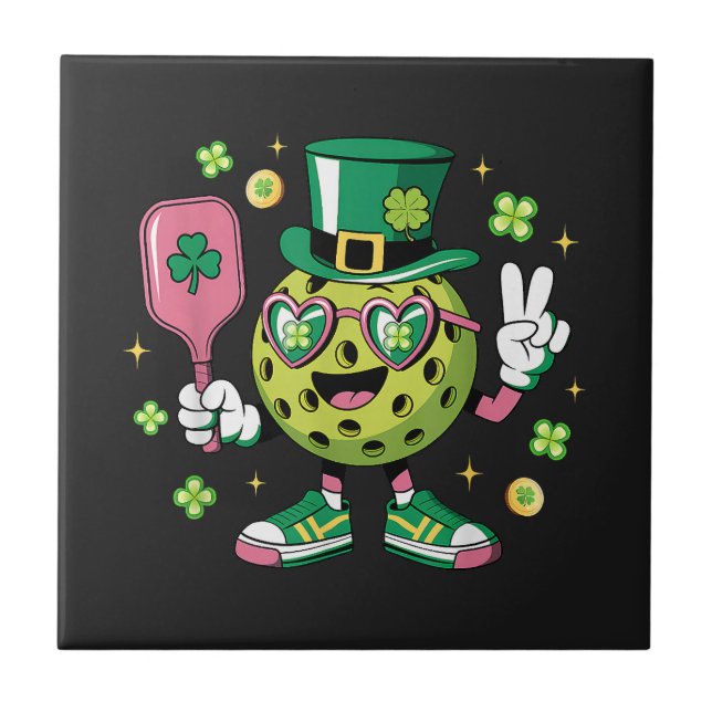 Carreau Casquette de Pickleball Chanceuse Trèfle Irlandais (Devant)