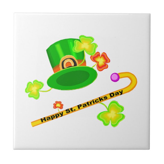 Carreau Casquette du jour de St Patrick heureux et collage (Devant)