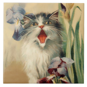 Carreau "Cat and Irises" de Maurice Boulanger