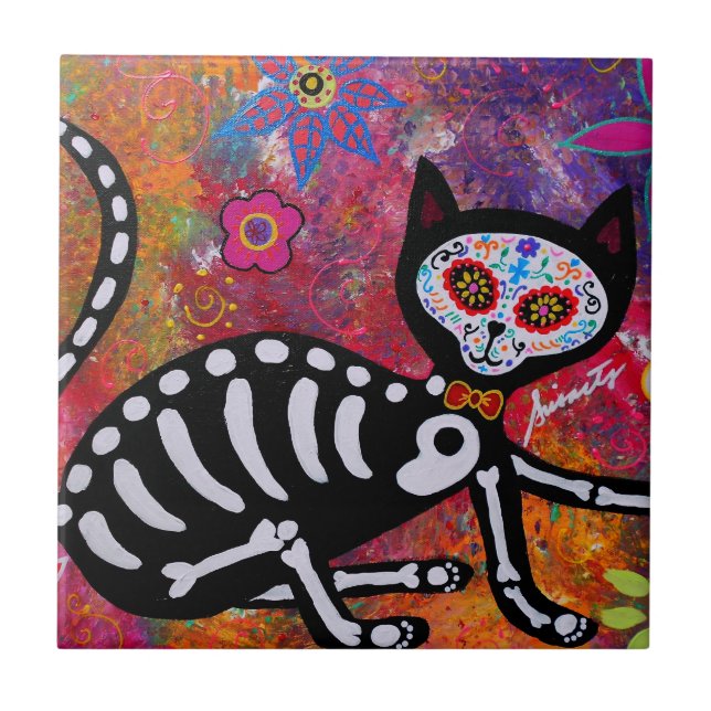 CARREAU CAT DIA DE LOS MUERTOS TILE (Devant)