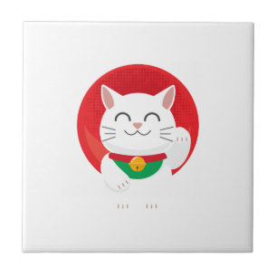 Carreau Cat Maneki Neko Japon Chat amusant Idée de cadeau