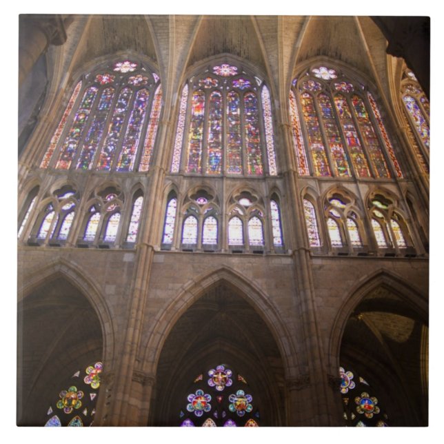 Carreau Cathédrale de Léon, vitraux intérieurs (Devant)