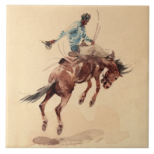 Carreau Cavalier de Bronc 2 par Edward Borein (Devant)