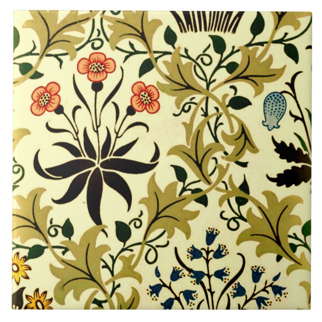 Carreau Celadine, vintage William Morris motif, (Devant)
