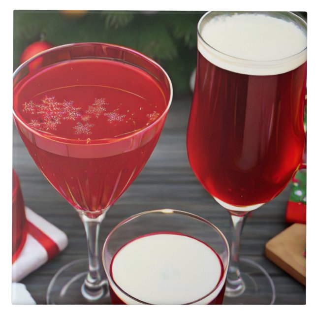 Carreau Célébration des boissons rouges cerises (Devant)