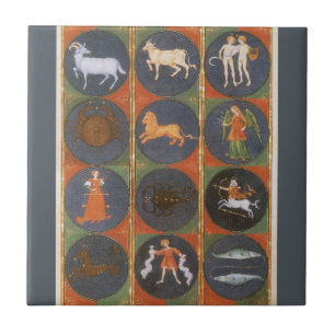 Carreau Céleste Vintage, Carte du Zodiaque Astrologique, 1